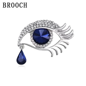 Evil Eye Brooch Zinc Alloy Rhinestone Crystal Teardrop Pendant Anti-Exposure Safety Pin Retro Elegant Jewelry For Women