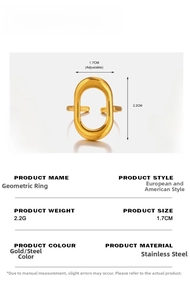 Spécifications de taille détaillées et matériaux de la bague ovale en acier inoxydable