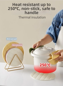 Detail of diamond pattern silicone heat resistant mats in 16cm and 20cm sizes