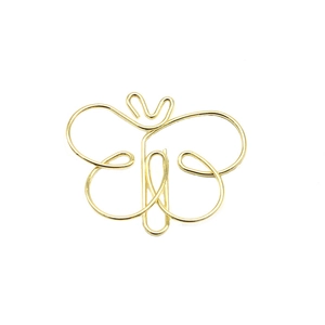 Creative butterfly shaped golden metal paper clip with smooth wire design for office