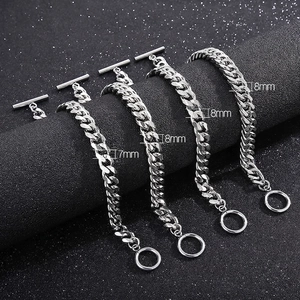 Cuban Link Bracelet Stainless Steel Minimalist OT Buckle Toggle Clasp Jewelry For Men Women Punk Hip Hop Streetwear
