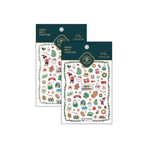 3D embossed Christmas nail art stickers featuring Santa, reindeer and snowman designs
