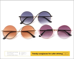 Detail of round semi-rimless anti-blue light glasses with infinity cross bridge design