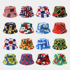 Bucket Hat Cotton Polyester Reversible Double Sided Sunshade Outdoor Travel National Flag Print Fashion Unisex
