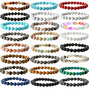 Natural Stone Beaded Bracelets For Women Men Handmade Agate Turquoise Lava Matte Round Bead Yoga Energy Healing Bracelet