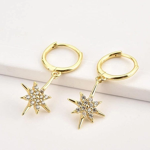 Detail showing S925 hallmark on gold plated sterling silver star drop earrings