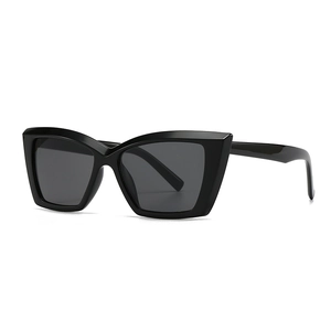Modern retro square frame sunglasses in glossy black with dark grey polarized lenses