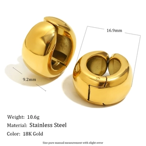 Orecchini a cerchio in acciaio inossidabile placcato oro 18K dallo stile minimalista
