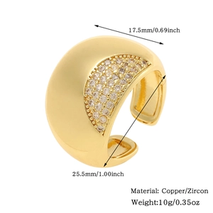 Detailed view of golden butterfly ring dimensions with copper zircon material specs
