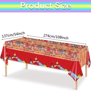 Nappe de fête camion de pompier pour anniversaire garçon, 274 x 137 cm