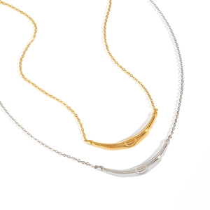 French vintage style curved arc pendant necklace in gold and silver finish set