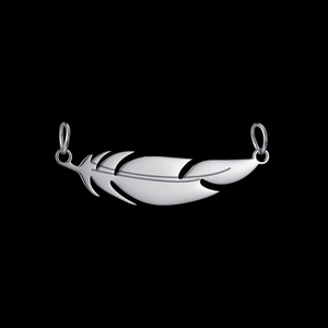 Minimalist silver stainless steel feather wing pendant with smooth laser cut metal finish