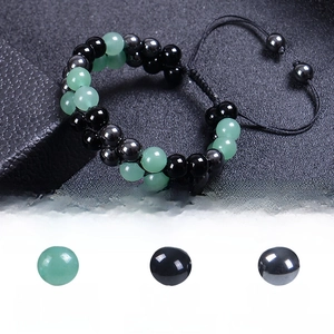Triple Protection Bracelet with green aventurine, black obsidian and hematite beads