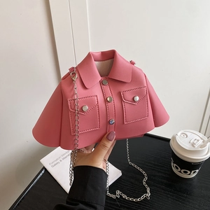 Creativa Borsa a Tracolla a Forma di Giacca per Donna Moda Nicchia Catena in Metallo Pelle PU Piccola Borsa a Spalla Regalo