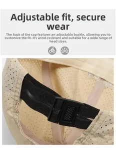 Detail des verstellbaren Gummibandes und der Schnalle einer atmungsaktiven Schirmmütze