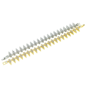 Hip hop men's iced-out bracelet featuring triangle spikes in gold and silver finish
