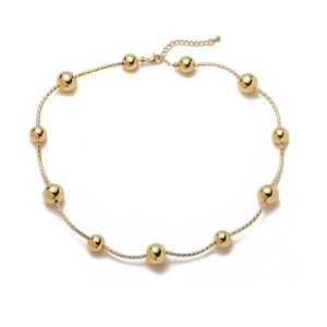 Elegant 18K gold-plated beaded necklace with adjustable extender chain and lobster clasp