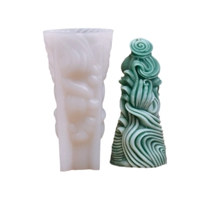 DIY Christmas tree silicone mold for scented candles with modern spiral wave textures
