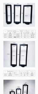 Detailed size chart for PE film jewelry suspension boxes showing multiple dimensions