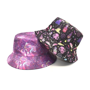 Magic Mushroom Bucket Hat For Women Gothic Witchcraft Printed Sun Protection Outdoor Casual Polyester Fisherman Cap Festival Hat