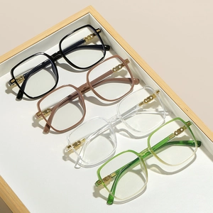 Square Big Frame Optical Glasses Plastic Metal Hinge Anti Blue Light Retro Fashion Eyewear Women Men