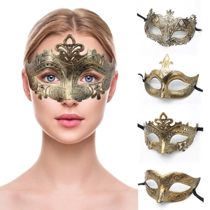 Retro bronze Halloween masquerade masks for men and women with vintage embossed details