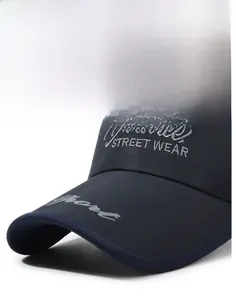 Close-up of navy blue breathable mesh cap with Badforce embroidery and Sport detail