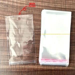 Clear self-sealing OPP bags with hanging holes for jewelry packaging displays