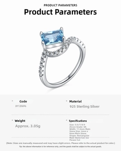 Macro detail of S925 sterling silver ring featuring ice-cut blue zircon stone