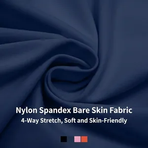 Deep blue yoga bodysuit in high-elastic nylon spandex with soft naked-feel texture