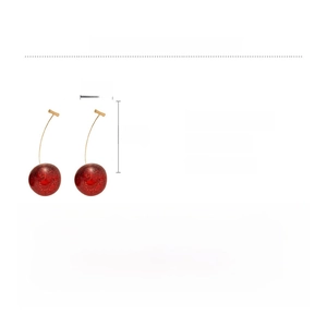 Detailed technical specifications for red resin cherry earrings with copper materials