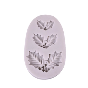 Holly leaf silicone mold for Christmas cake decoration and candle making with three sizes
