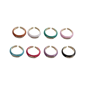 Open Adjustable Ring Copper Real Gold Plated Colorful Enamel Square Zircon Fine Fashion Statement Jewelry For Women