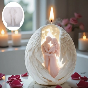 Angel Wings Couple Silicone Mold 3D Relief DIY Handmade Romantic Candle Plaster Soap Resin Craft Tool Valentines Day