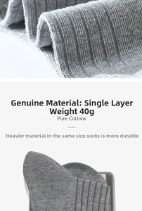 Macro detail of 40g light grey ribbed pure cotton socks showing premium knit texture