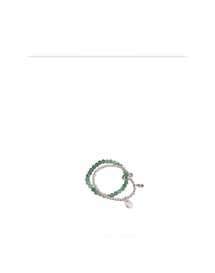 Close-up of double-layer beaded bracelet with colored jade, alloy beads and white pendant
