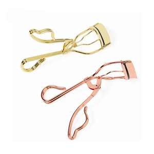 Double Wire Eyelash Curler Carbon Steel Natural Curling Eye Makeup Tool Ergonomic Handle Silicone Pad Chrome Rose Gold