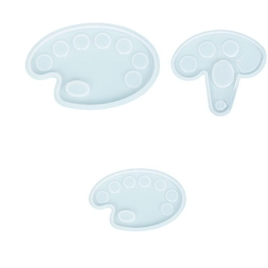 Set of 3 translucent palette shaped silicone molds for DIY resin and flower art painting