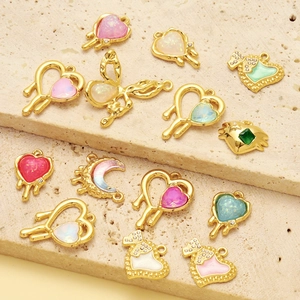 Gold-plated stainless steel pendants with colorful resin inlay for DIY jewelry making