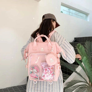 Rosa transparenter Ita-Rucksack mit großem Fassungsvermögen für die Schule