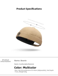 Dettaglio cappello docker kaki con misura regolabile 55-60cm e ricamo laterale