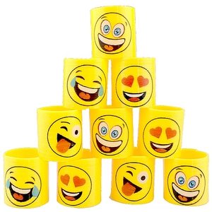 Funny Emoji Rainbow Spring Coil Toy Plastic Slinky For Kids Decompression Yellow Smiley Face Spiral Spring Party Favor Gift