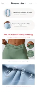 Détail du pantalon de yoga évasé à taille haute avec texture côtelée et taille antidérapante