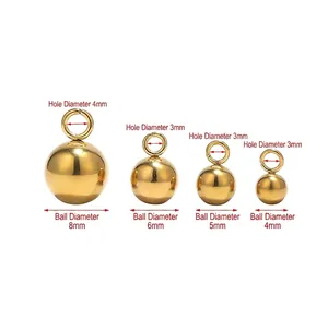 Polished gold stainless steel ball pendants in 4mm to 8mm sizes for DIY jewelry making