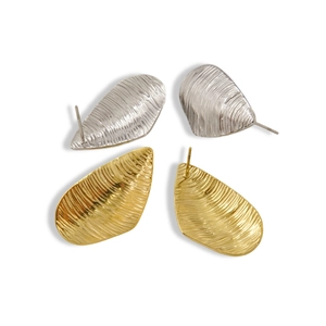 Irregular textured teardrop stud earrings in gold and silver stainless steel set
