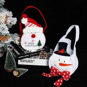 Felt Christmas gift bags featuring Santa and Snowman designs with 3D cartoon appliques