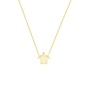 Collier pendentif tortue marine en acier inoxydable plaqué or 18K avec un design épuré creux
