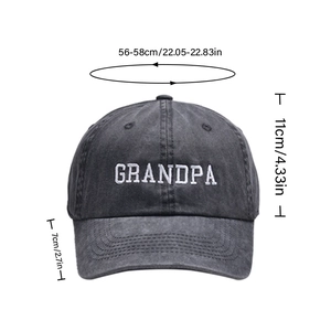 Detailed size guide for Grandpa embroidered baseball cap with 56-58cm head circumference