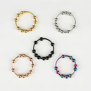 Anxiety Fidget Ring Stainless Steel With Rotatable Beads Stress Relief Minimalist Band Jewelry Unisex Gift