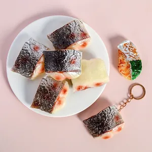 Porte-clés Tranche De Poisson Réaliste Modèle Alimentaire Simulation PVC Saumon Pour Accessoires De Photographie Sac